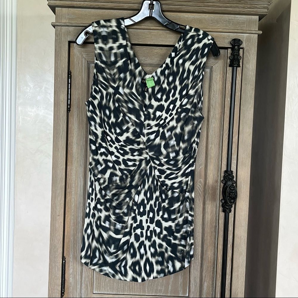 Escada blouse tank animal print rouched medium